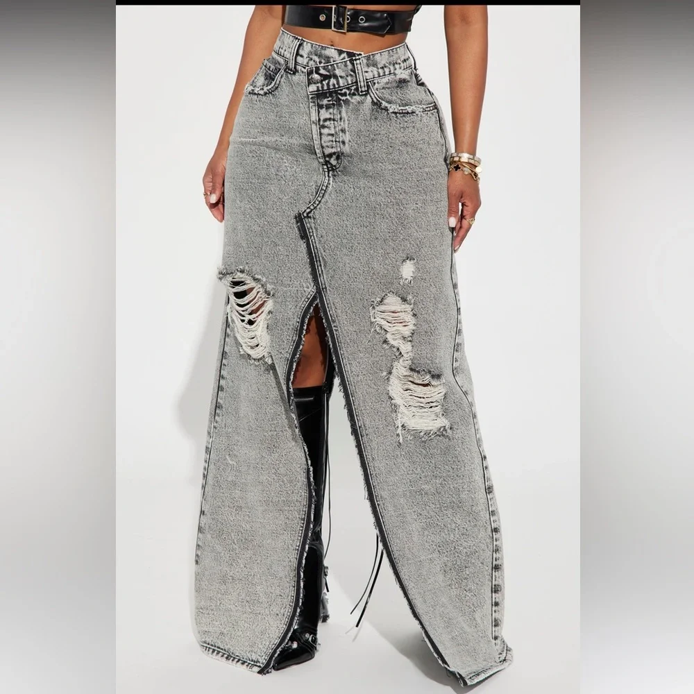 Denim Maxi Skirt - Picture 5 of 7